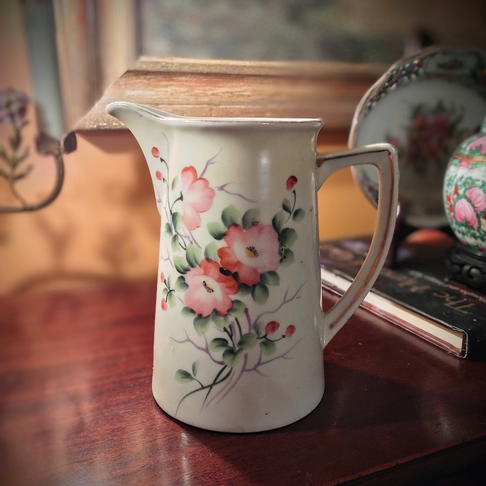 Vintage Smaller Handpainted Floral Pitcher